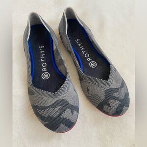 Rothy’s  Womens 6 Retired Dark Camo Black Grey Shoes Round Toe Ballet Flats
